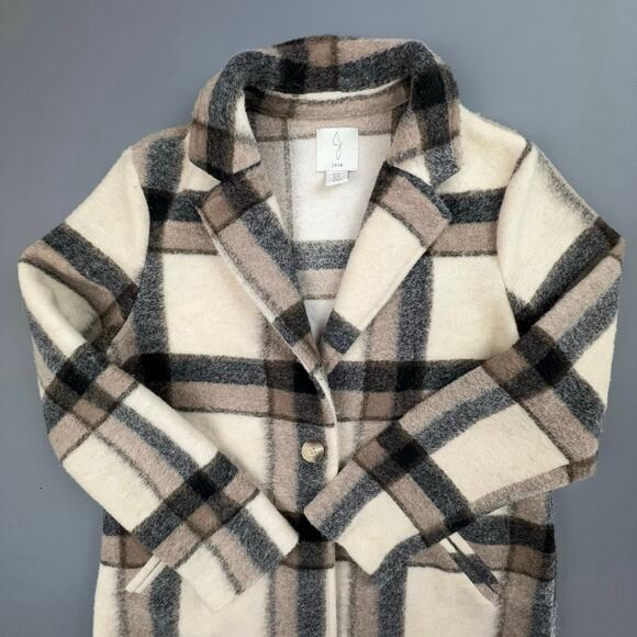 Joie Plaid Wool Blend Single Button Coat Medium - Picture 4 of 7